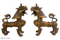 vintage cast brass thai foo dogs
