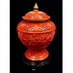 vintage chinese carved cinnabar lacquer jar