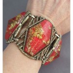vintage chunky wide lucite gold nugget bracelet