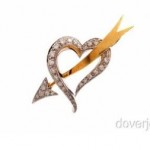 vintage estate 18k diamond heart arrow pin