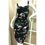 vintage flamingo print hawaiian dress