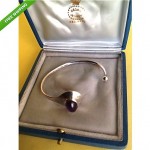 vintage georg jensen silver bangle with amethyst