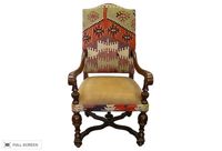 vintage kilim and leather armchair