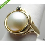 vintage mabe pearl and sapphire ring