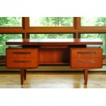 vintage mid-century kofod larsen floating teak desk