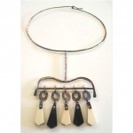 vintage mid-century modernist sterling bone mobile necklace