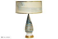 vintage mid-century porcelain lamp with original shade