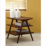 vintage mid-century walnut tiered end table