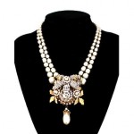 vintage miriam haskell pearl diamante necklace