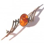 vintage modernist sterling baltic amber brooch