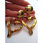 vintage moschino hanging heart earrings