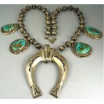 vintage navajo turquoise necklace with naja