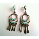 vintage old pawn zuni silver turquoise drop earrings