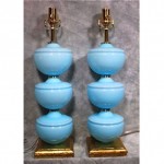 vintage pair italian opaline glass lamps