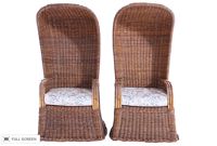 vintage pair wicker chairs