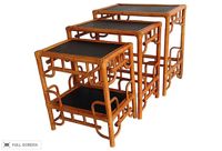 vintage set chinese chippendale bent rattan nesting tables