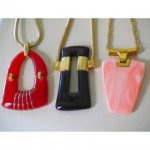 vintage trio of trifari lucite necklaces