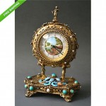 antique 1900s jeweled sterling enamel mantel clock