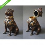 antique 19th century austrian cold painted vienna bronze bulldog inkwell