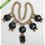 antique art deco bookchain faceted glass necklace