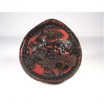 antique chinese 1800s carved cinnabar lacquer peach box
