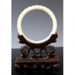 antique chinese carved twisted white jade bracelet