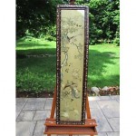 antique chinese embroidery panel with mother of pearl accent frame