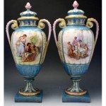 antique pair 1900s german dresden porcelain urns