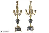 antique pair french brass and marble candelabra