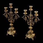 antique pair french bronze candelabra