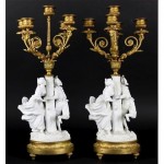 antique pair lagneau sevres bisque dore bronze candelabras