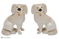 antique pair staffordshire dogs