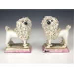 antique pair staffordshire poodles