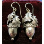 antique victorian sterling acorn oak leaf earrings