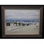 antique w howard watercolor french beach scene