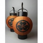 pair of vintage 1940s japanese chouchin paper lanterns