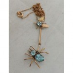 victorian novelty paste spider and fly necklace