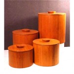 vinatge mid-century danish teak canister set