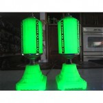 vintae pair vaseline uranium glass boudoir lamps