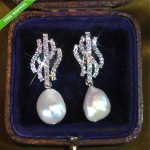 vintage 18k diamond south sea pearl earrings