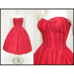 vintage 1950s strapless cotton dress