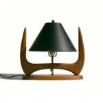 vintage 1950s walnut table lamp