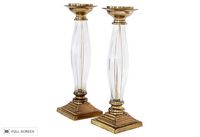 vintage 1960s crystal and brass candleholders