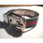 vintage 1960s gucci silver enamel buckle bracelet