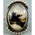 vintage 1960s navajo moss agate ring