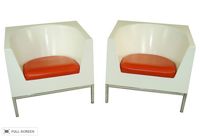 vintage 1970s pair fiberglass cube chairs