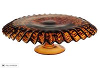 vintage 1980s tortoiseshell glass cake stand