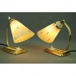 vintage art deco glass and brass bedside lamps