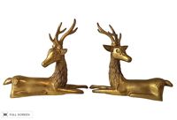 vintage brass seated deer figures