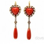 vintage estate diamond coral earrings